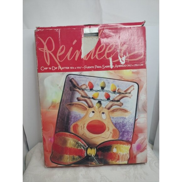 Clay Art Reindeer Chip 'n Dip Platter Christmas Serving Tray Plate (B145) - Picture 11 of 11